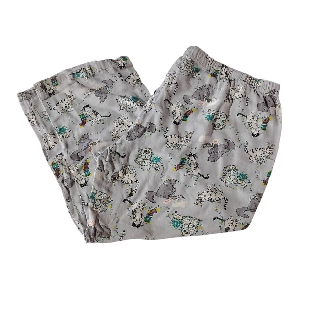 Old Navy Gray Flannel Cat Print Pajama Bottoms XXL